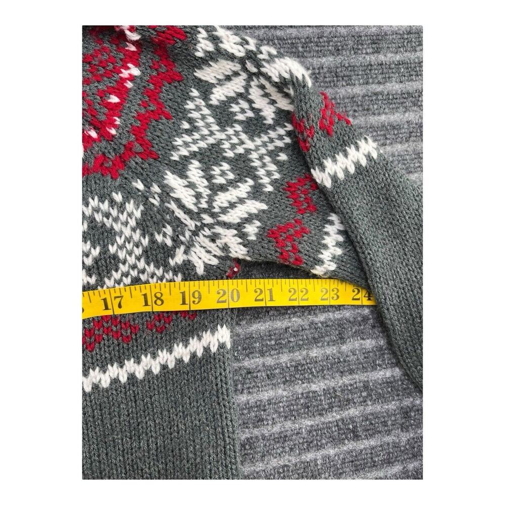 Motherhood Maternity Gray and Red Hooded Fair Isle Knit Sweater - Picture 10 of 12